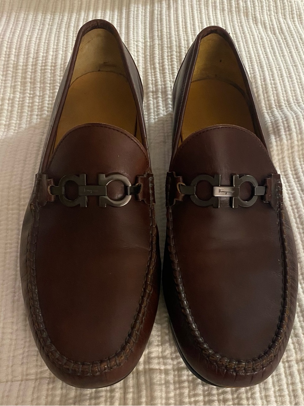 Salvatore Ferragamo Dark Brown Leather Bit Slip-On Loafers